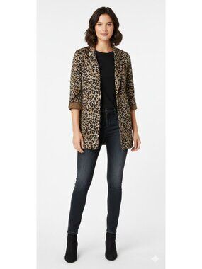 NWT Leopard Print Lightweight Longline Duster Jacket By Adyson Parker Open Front